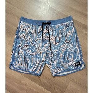 Rusty Surf Boardshorts Mens 38 Blue Marble Swirl Swim Surf Stretch 9 inseam
